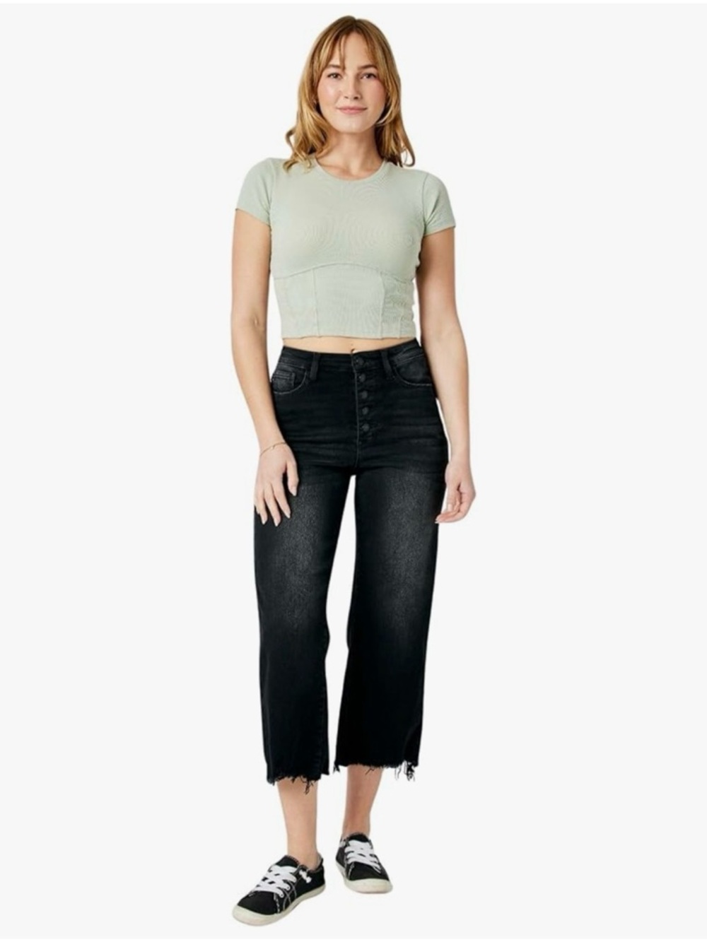 NWT! Judy Blue Perfect Storm Black High Waist Wide Leg Crop Jeans -Size 24W
